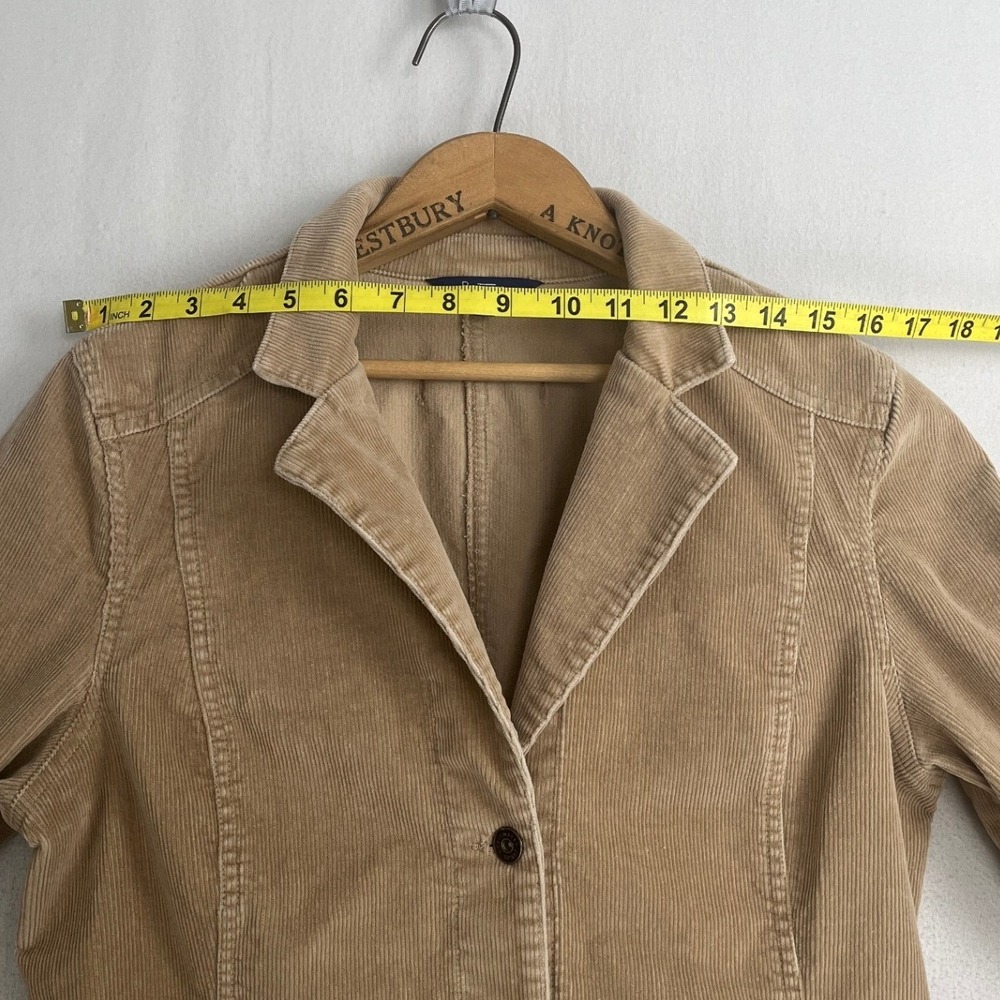 Reitmans Womens Tan Corduroy Blazer Jacket Beige Stretch Cotton Size 11 - Picture 8 of 10